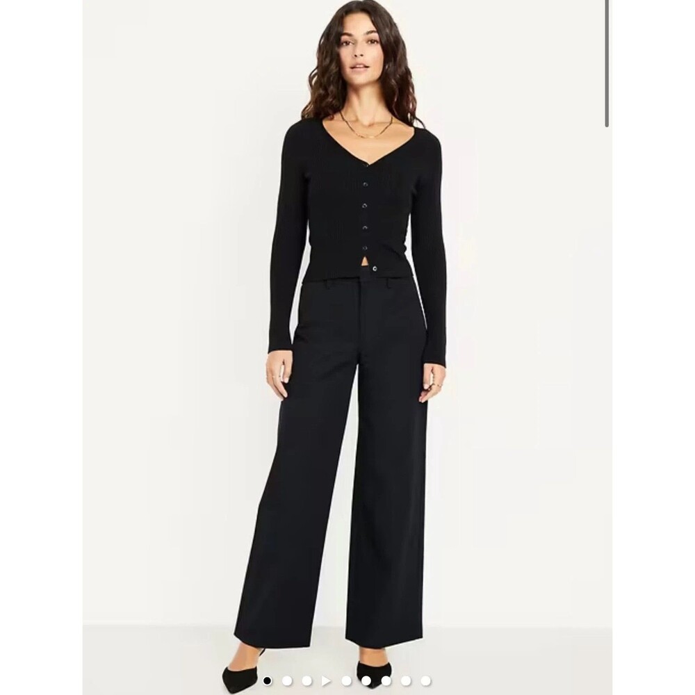NEW Old Navy Black High-Waisted Pixie Super Wide-Leg Pants Trousers - Size 12
